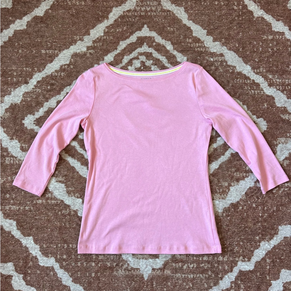 Talbots Pink boatneck quarter sleeve top